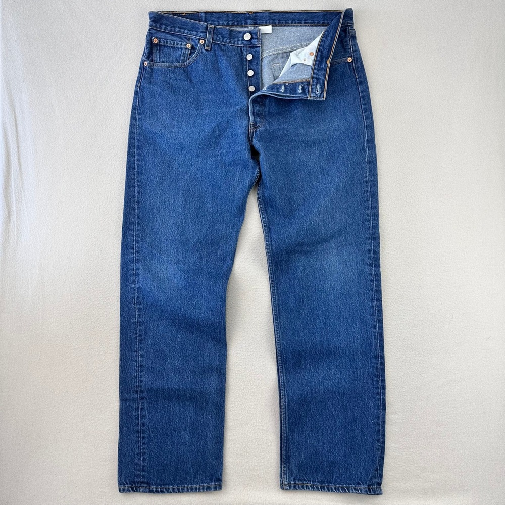 Vintage Levi's Jeans 501 Men 38x32 Blue Rigid Denim Y2K Retro Biker Button-Fly